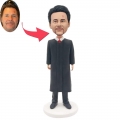 Custom Handsome Male Graduation Bobbleheads In Black Robe