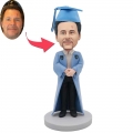 Custom Handsome Male Graduation Bobbleheads In Light Blue Gown