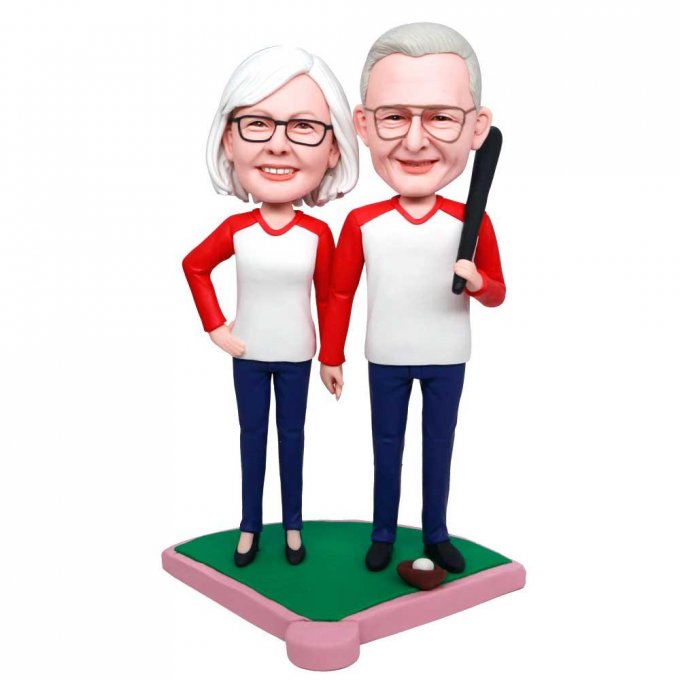 Custom Happy Baseball Couple Bobbleheads