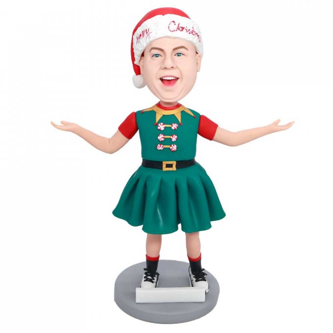 Custom Happy Male Bobbleheads In Christmas Costume