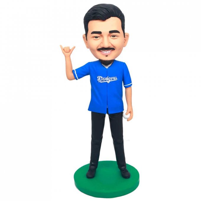 Custom Happy Male LA Dodgers Fan Baseball Bobbleheads