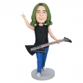 Custom Happy Male Rock Singer Bobbleheads Holding Electric Guitar