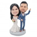 Custom Happy Wedding Bobbleheads In Mermaid Dress And Suit