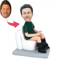 Custom Humorous Male Bobbleheads On The Toilet