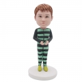 Custom Little Boy Bobbleheads In Striped Bodysuit