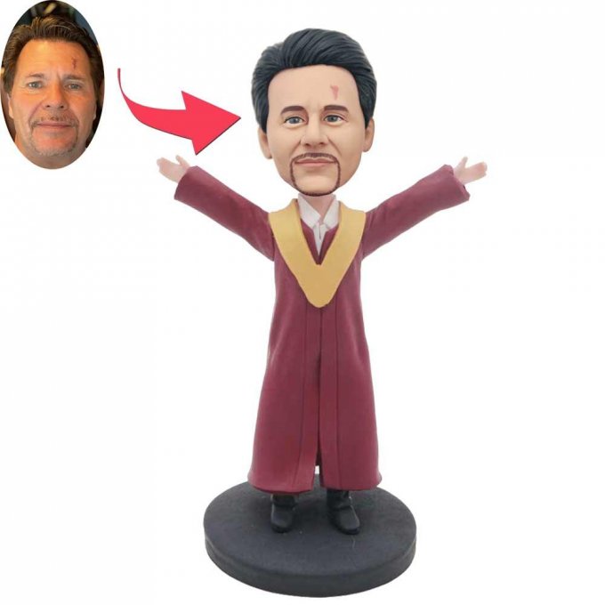 Custom Male Bobbleheads In Dark Red Gown