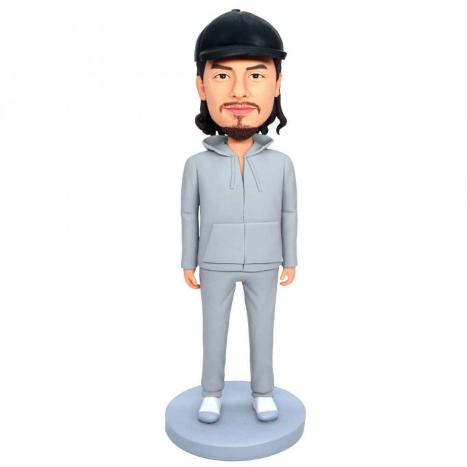 Custom Male Bobbleheads In Grey Sweater