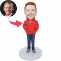 Custom Male Bobbleheads In Red Sweater