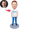 Custom Male Bobbleheads In White Dodgers T-shirt