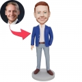 Custom Male Boss Bobbleheads In Blue Blazer