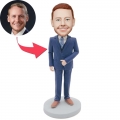 Custom Male Boss Bobbleheads In Dark Blue Suit