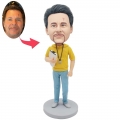 Custom Male Coach Bobbleheads In Yellow Short Sleeve