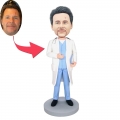 Custom Male Doctor Bobbleheads In White Coat