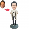 Custom Male Fisherman Bobbleheads Carrying Two Fish