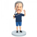 Custom Male Fisherman Bobbleheads In Dark Blue T-shirt Holding A Fishing Rod