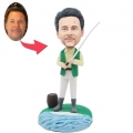 Custom Male Fisherman Bobbleheads With Fishing Rod