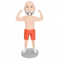 Custom Male Fitness Coach Bobbleheads In Orange Shorts