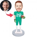 Custom Male Football Player Bobbleheads In Green Team Uniform