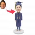 Custom Male Graduation Bobbleheads In Purple Gown