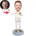 Custom Male Host Bobbleheads In White Suit