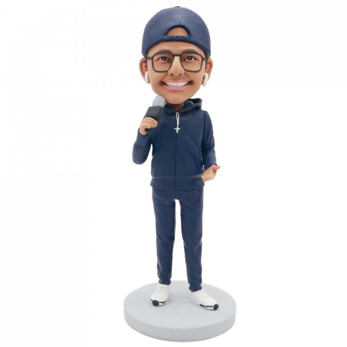 Custom Male Host Bobbleheads With Microphone