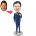 Custom Male Office Boss Bobbleheads In Dark Blue Suit