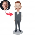 Custom Male Office Staff Bobbleheads In Suit Vest