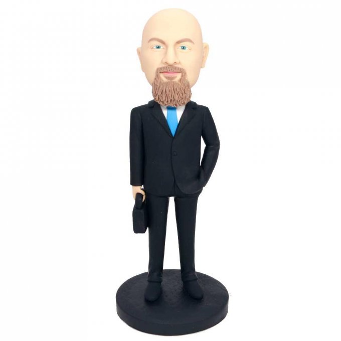 Custom Male Office Staff Boss With Briefcase Bobbleheads