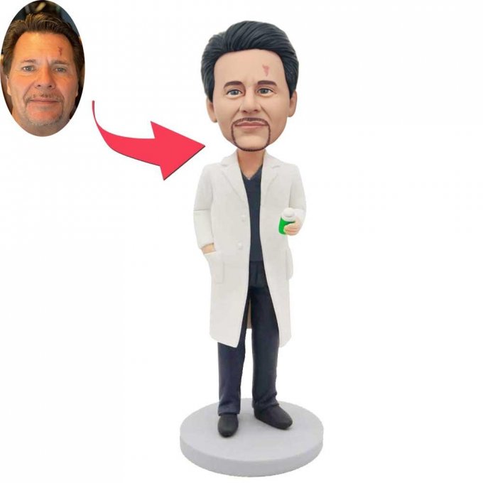 Custom Male Pharmacist Bobbleheads With Bottle