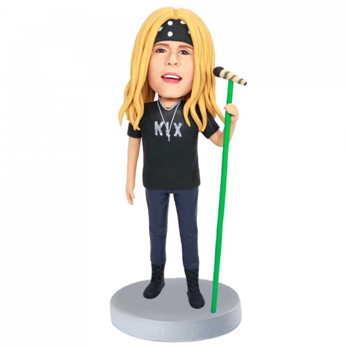 Custom Male Singer Bobbleheads In Black T-shirt