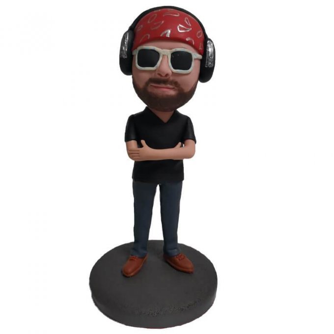 Custom Men With Headphones and Sunglasses Bobblehead