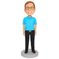 Custom Office Male Bobbleheads In Blue Shirt