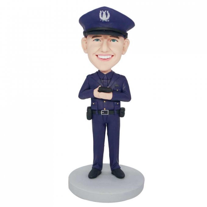 Custom Policeman Bobbleheads Holding A Pistol