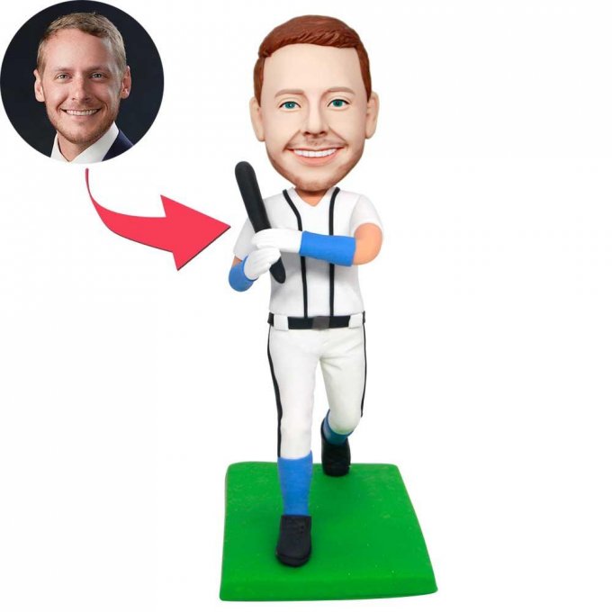 Custom Professional Male Baseball Player Bobbleheads Waving Baseball Bat