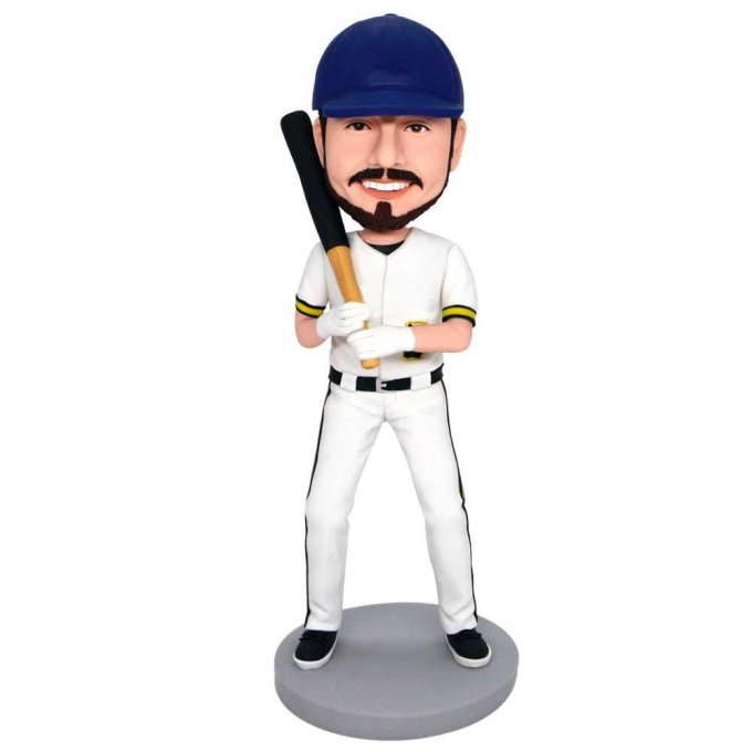 Custom Professional Male Baseball Player Bobbleheads With Baseball Bat