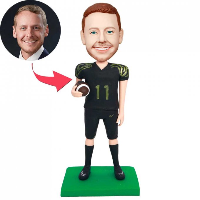 Custom Professional Male Football Player Bobbleheads Holding A Football