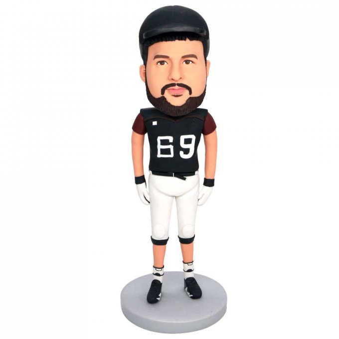 Custom Professional Male Football Player Bobbleheads In Black Team Uniform