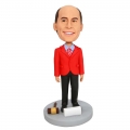 Custom Professional Male Judge Bobbleheads In Red Blazer