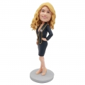 Custom Sexy Female Graduation Bobbleheads In Black Dress