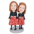 Custom Sisters Bobbleheads In Pretty Little Skirt