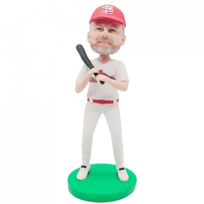 Custom St. Louis Cardinals Baseball Player Bobbleheads In White Team Uniform