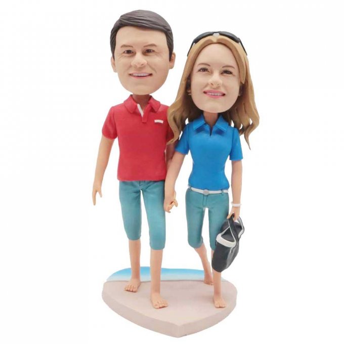 Custom Sweet Couple Bobbleheads Hand In Hand