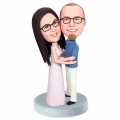 Custom Sweet Couple Bobbleheads Hug Each Other