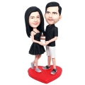 Custom Sweet Couple Bobbleheads In Black Couple Outfit