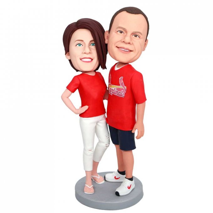 Custom Sweet St. Louis Cardinals Fans Couple Bobbleheads