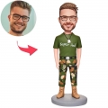 Dad in Camouflage Custom Bobblehead with Engraved Text