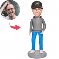 Dad in Hat Custom Bobblehead with Engraved Text