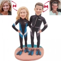 Diving Couple Beach Custom Bobbleheads