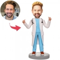 Doctor With Thumbs Up Custom Bobblehead And Engraved Text