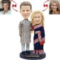 Ethnic Style Couple Custom Bobblehead with Free Metal Inscription